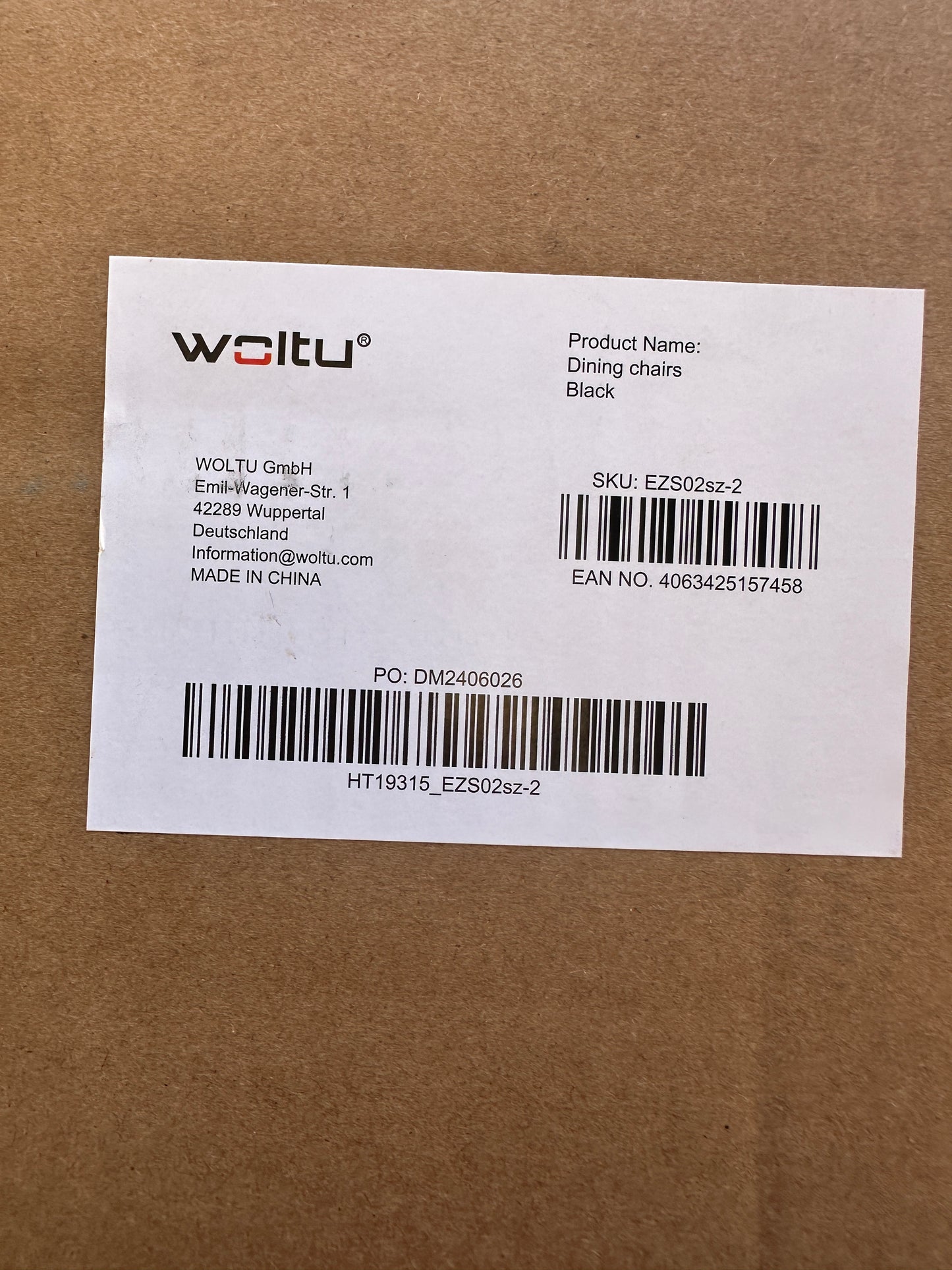 WOLTU Esszimmerstuhl schwarz 2er Set