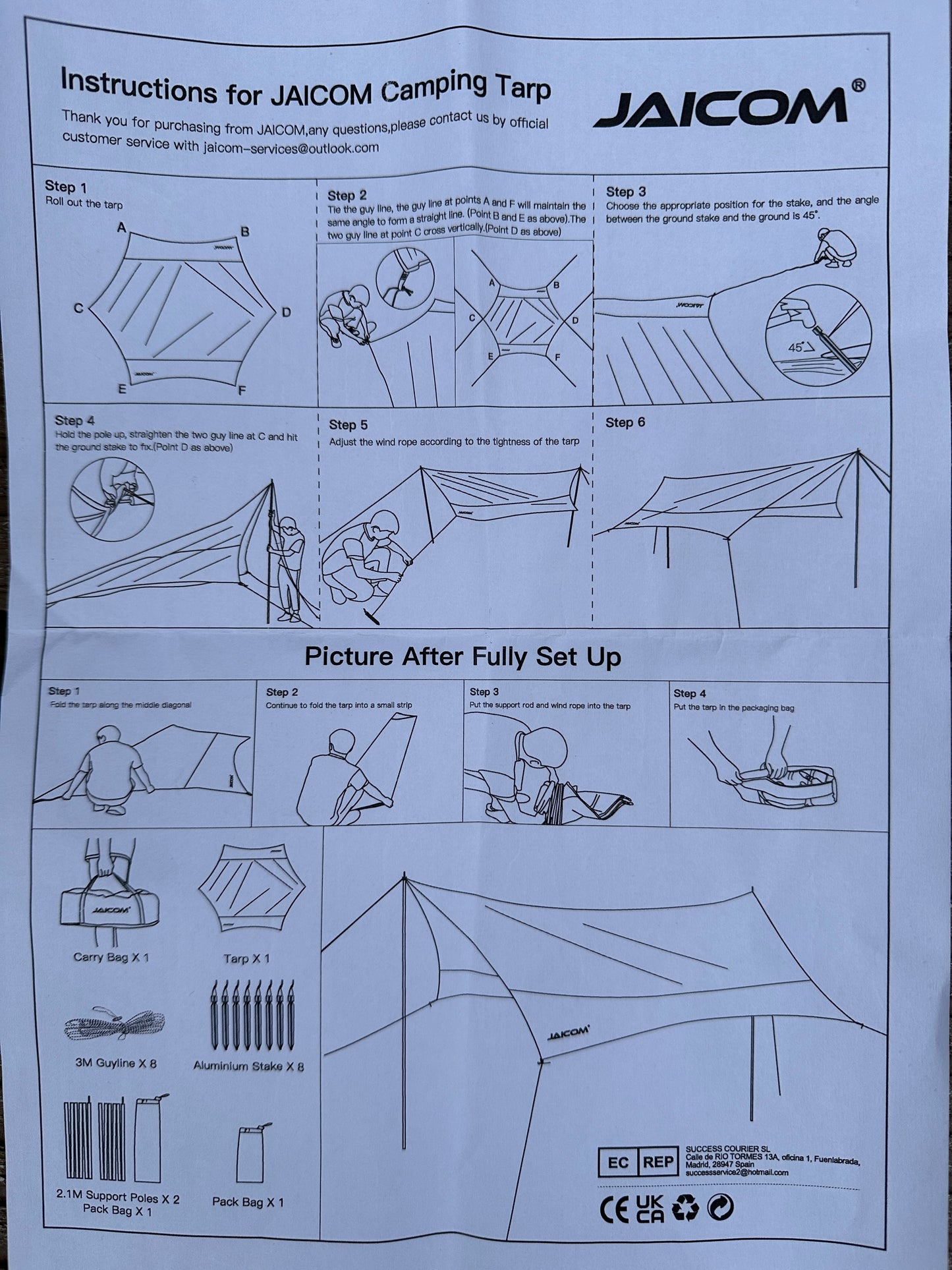 Zeltplane Tarp Jaicom 3,7 x 4,3 m