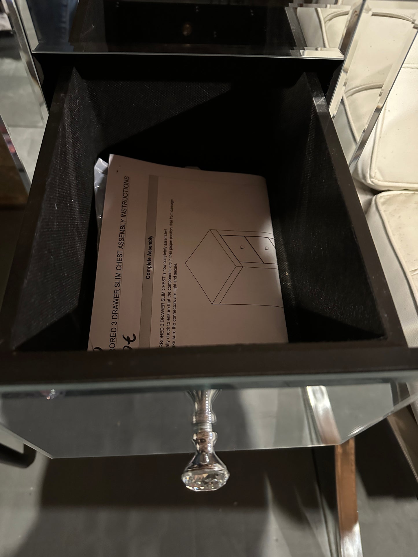 Nachttisch verspiegelt mit 3 Schubladen