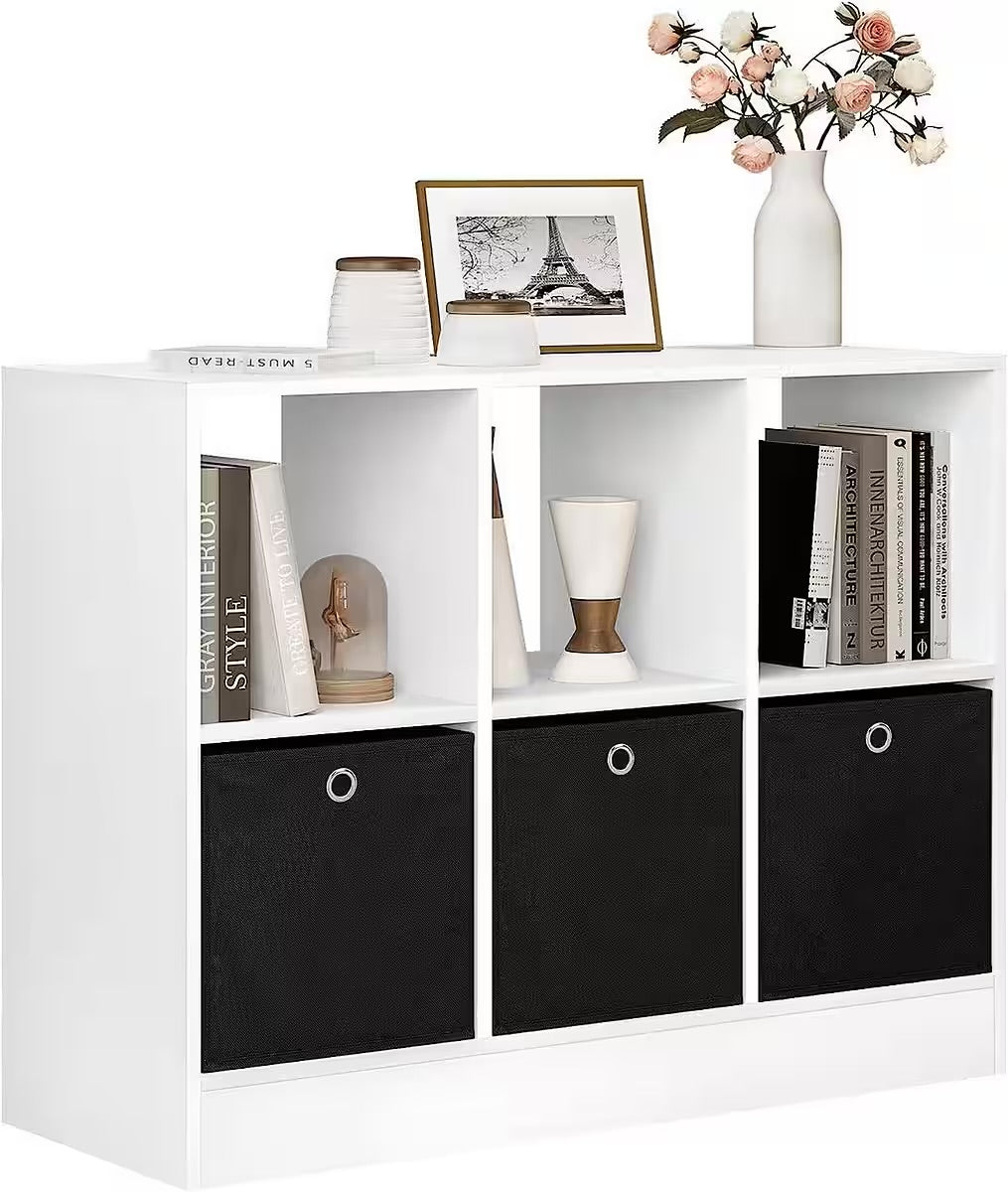 WOLTU
Bücherregal
mit 3 Schubladen aus Vliesstoff Regal mit 6 Fächern