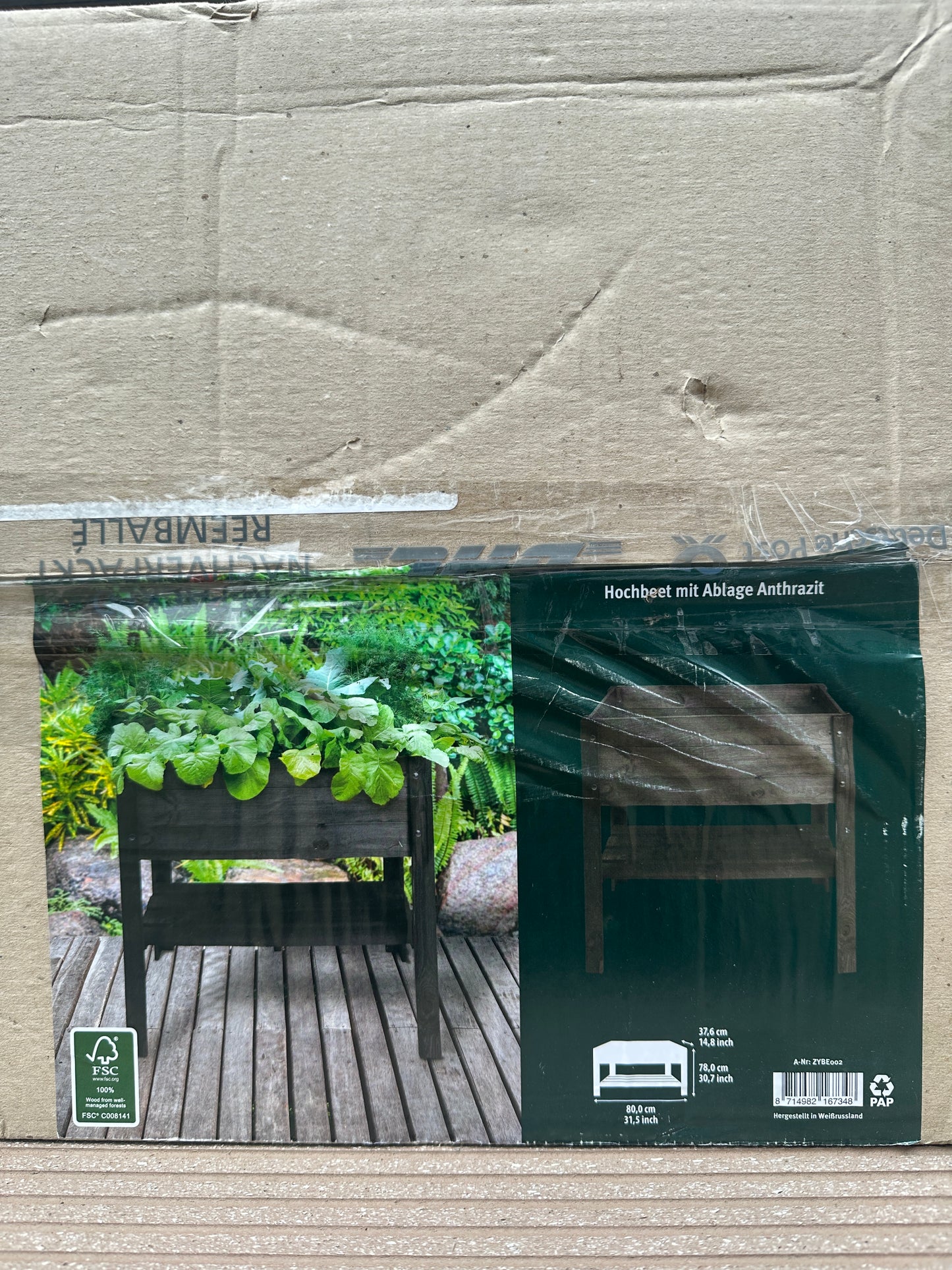 Hochbeet mit Ablage Anthrazit