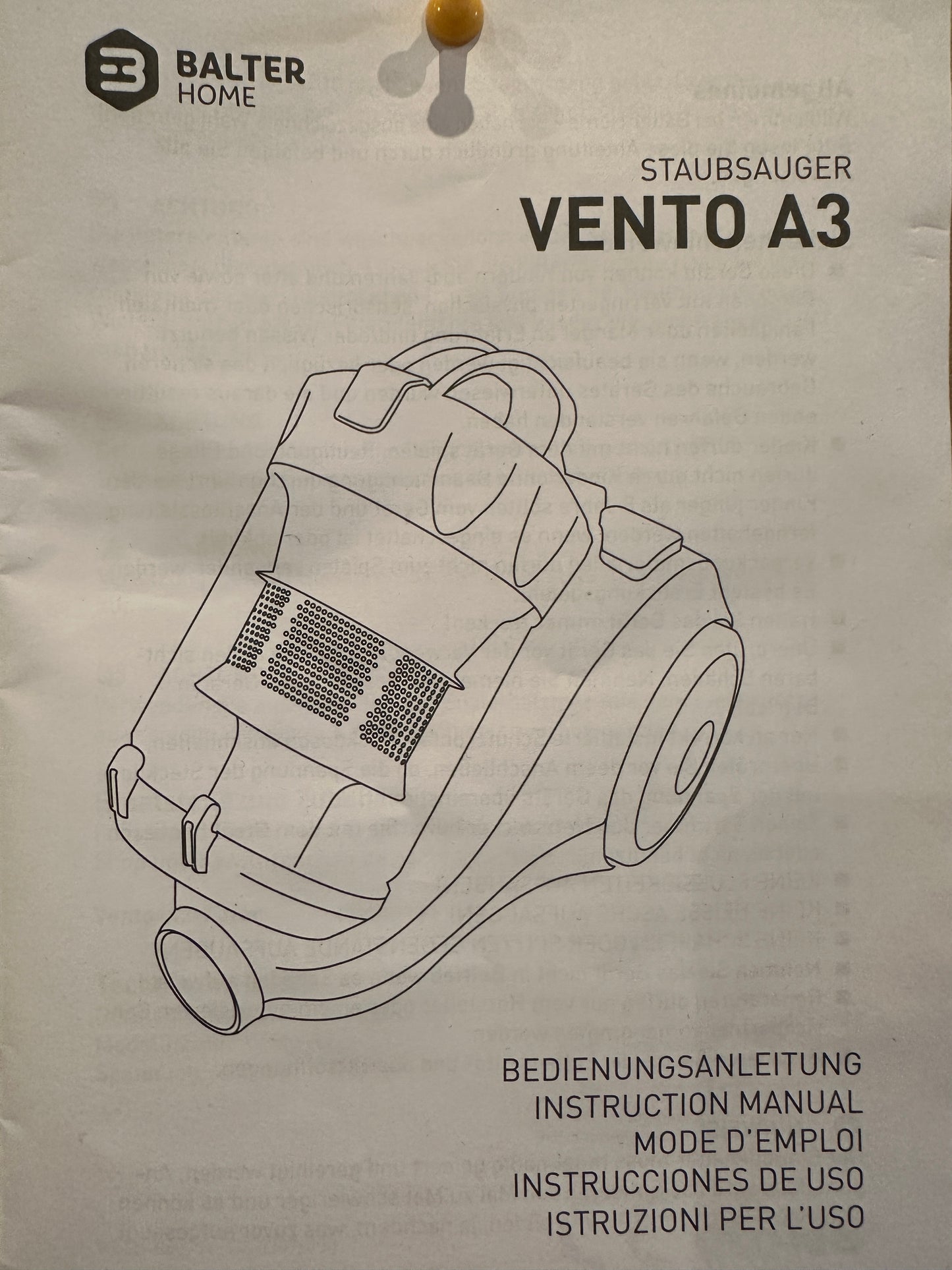 Vento A3 Balter Home Staubsauger