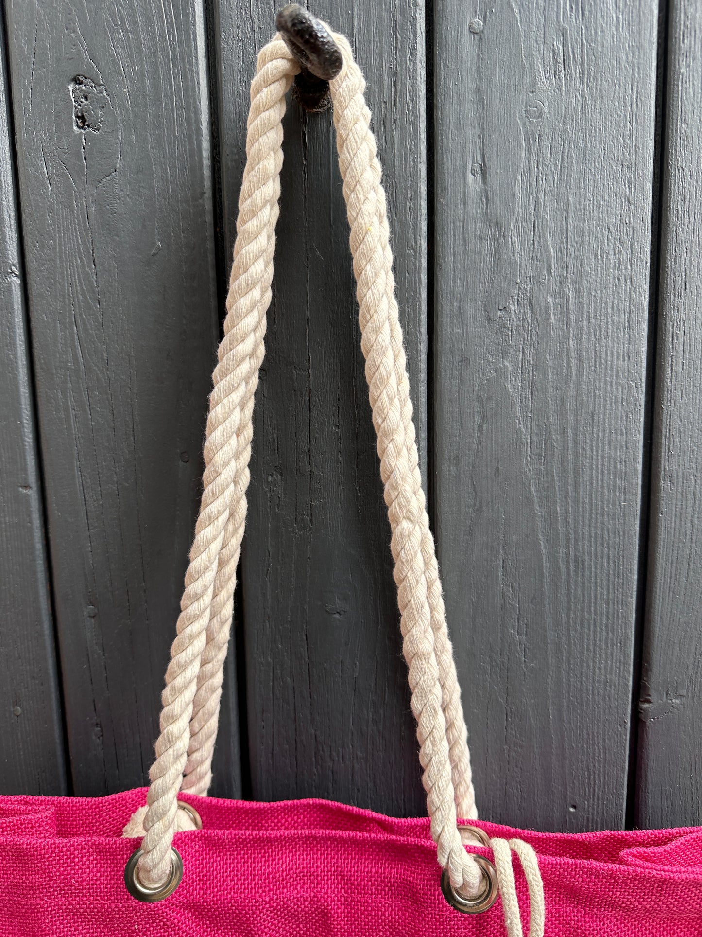 Einkaufstasche / Jutetasche mit Kordel - Pink