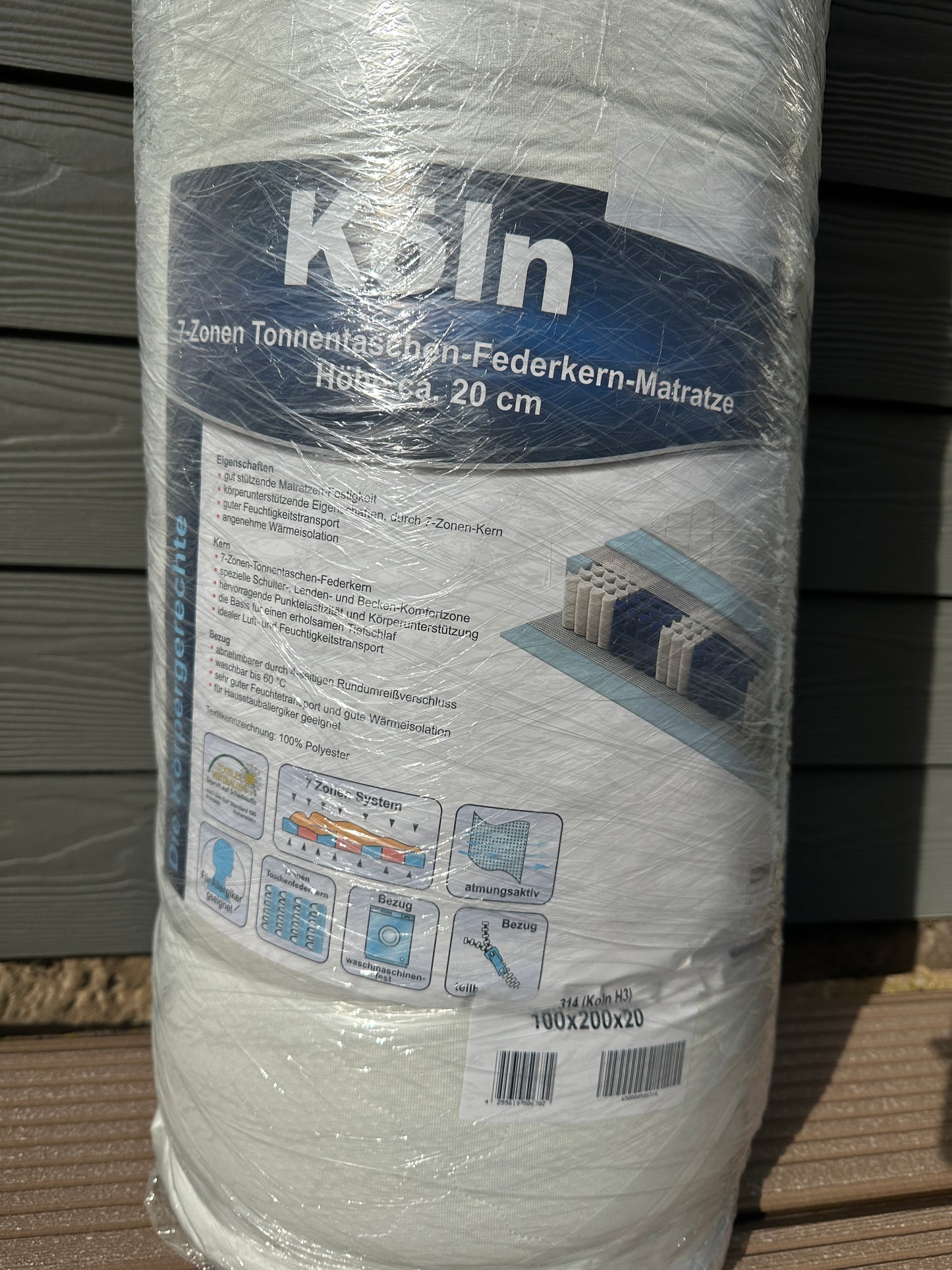 7-Zonen Tonnentaschen-Federkern-Matratze Köln 100x200cm