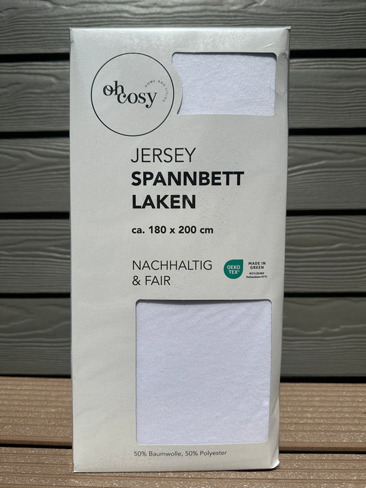 Jersey Spannbett Laken Oh Cosy weiß