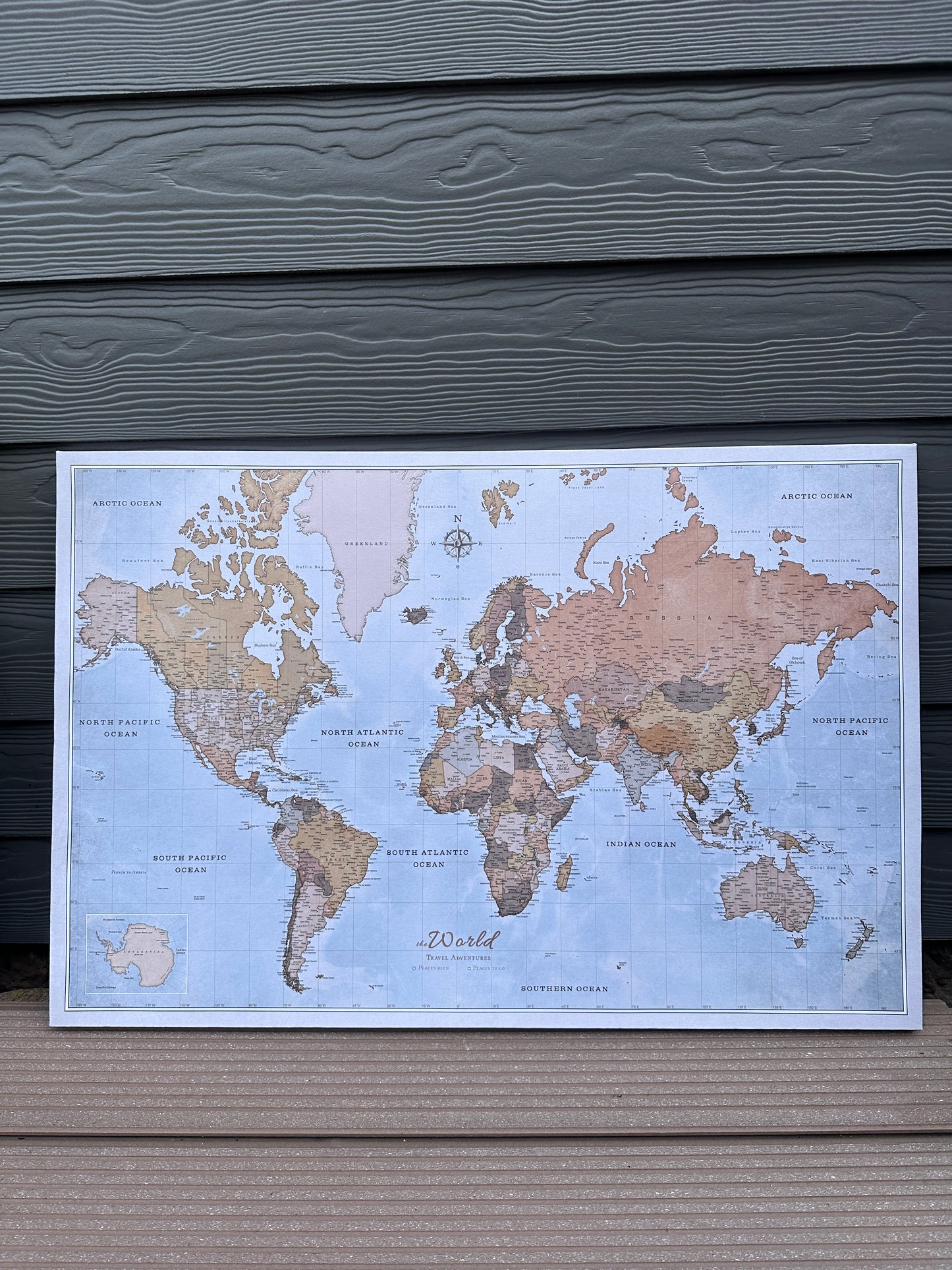 Leinwand Weltkarte mit Kork 90x60 cm