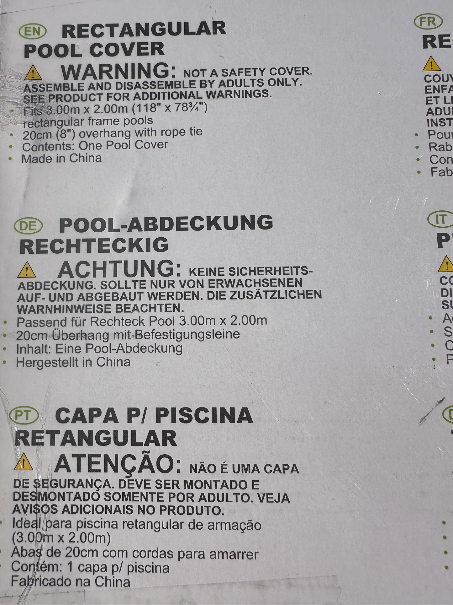 Pool Abdeckung 3x2 m Intex