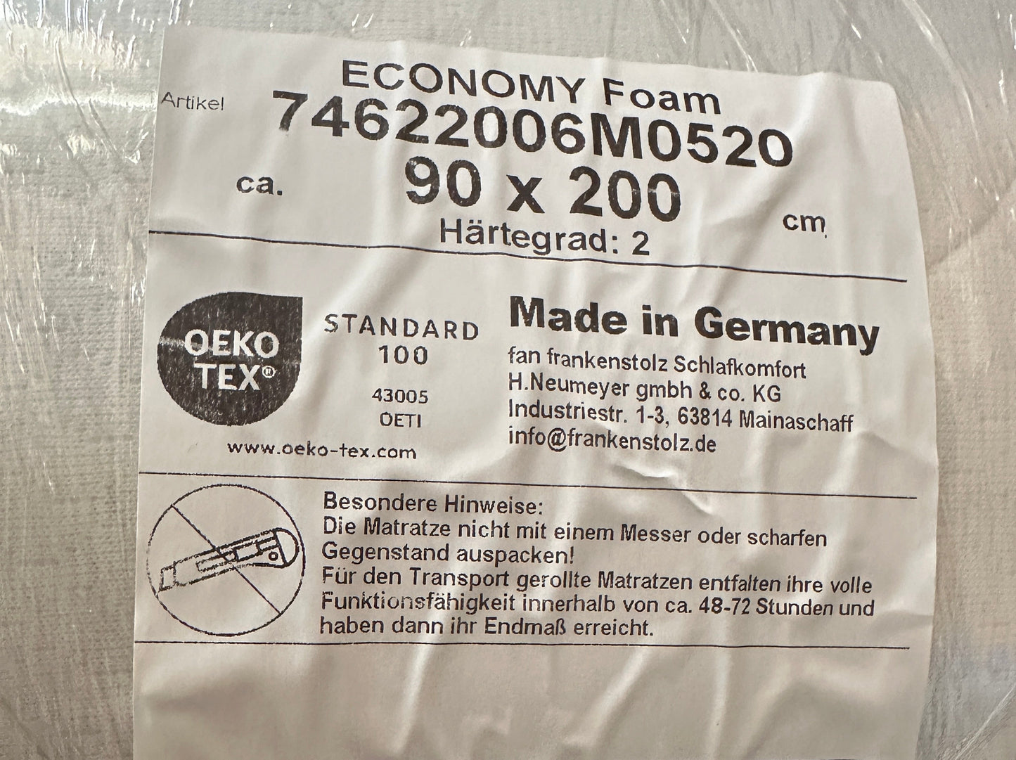 Matratze Economy Foam 90x200 cm