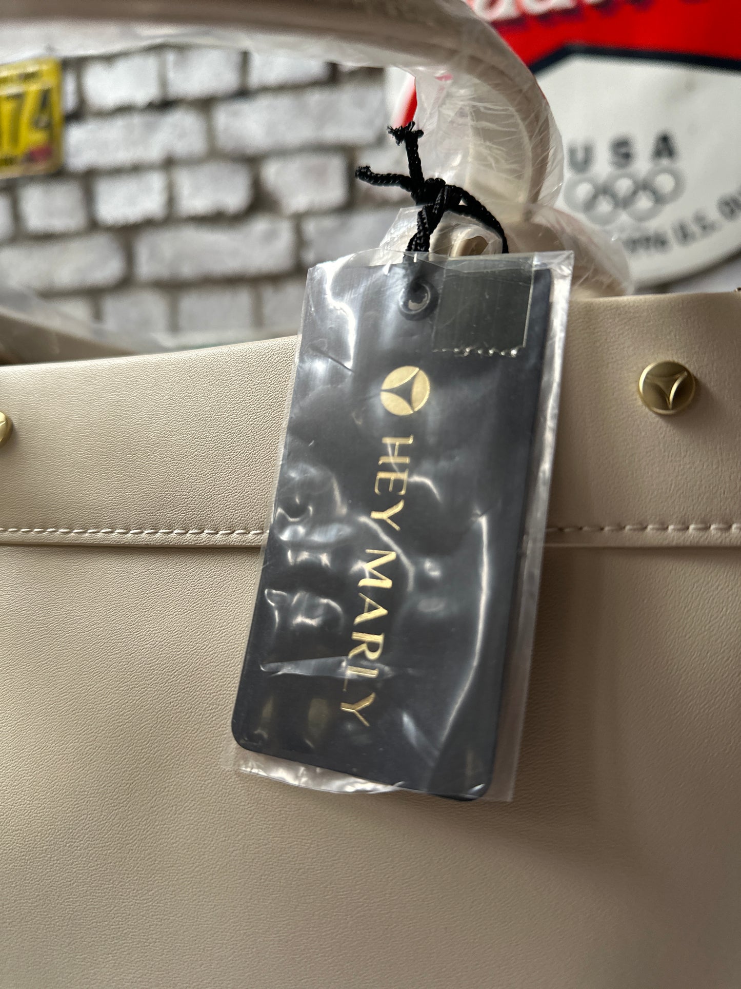 Hey Marly Leather Tote -Crema