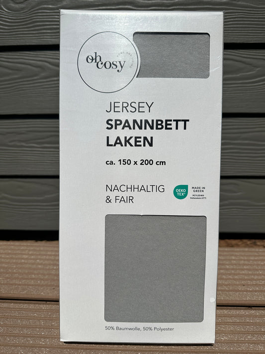 Jersey Spannbett Laken Oh Cosy hellgrau