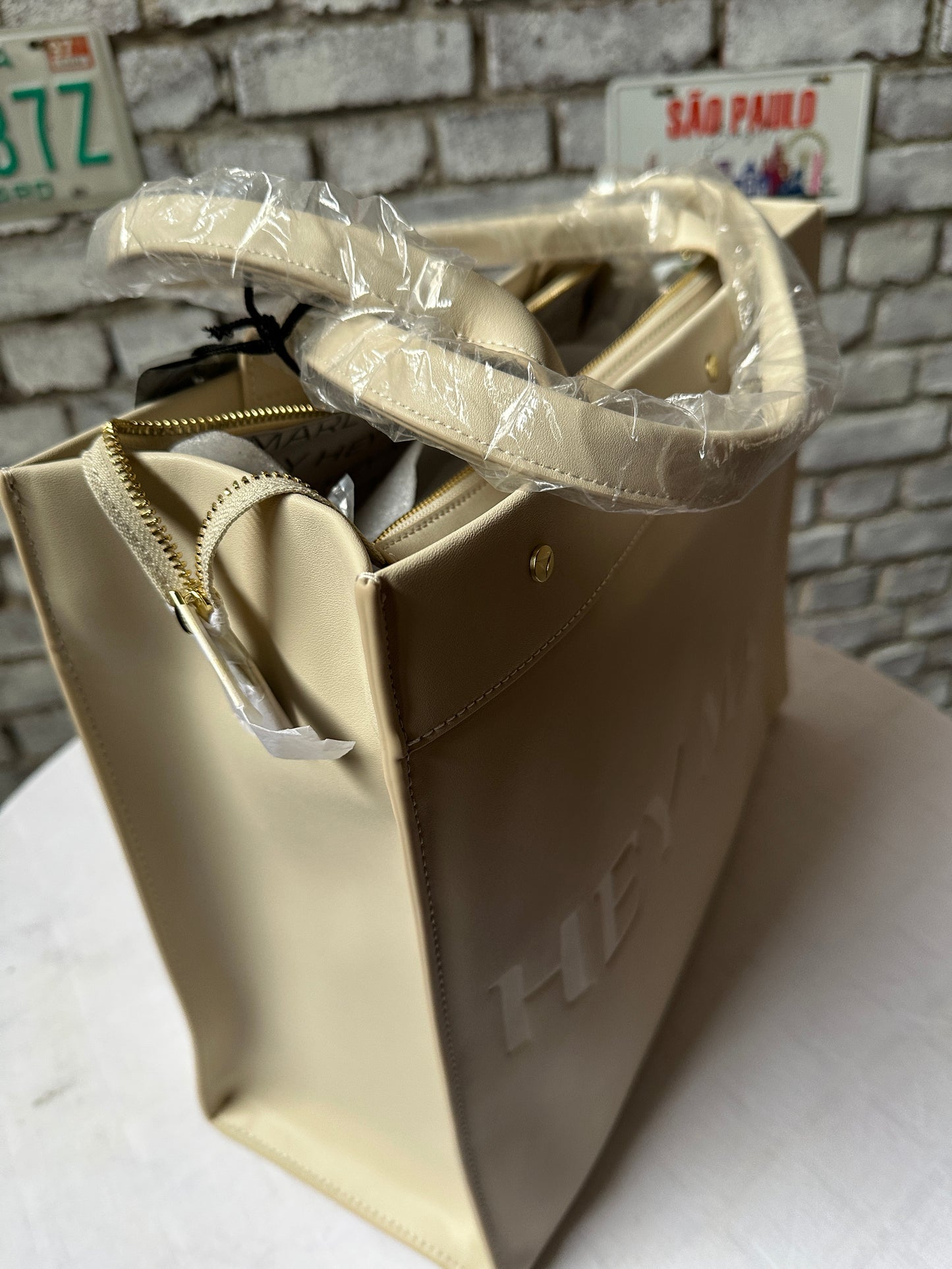 Hey Marly Leather Tote -Crema