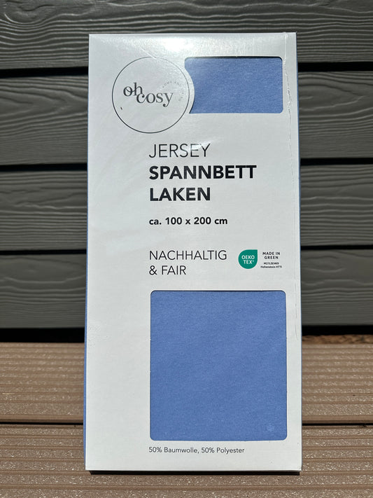 Jersey Spannbett Laken Oh Cosy hellblau