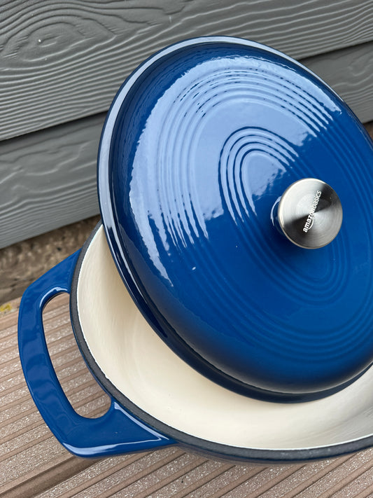 Ovaler, Emaillierter Schmortopf aus Gusseisen - Marineblau