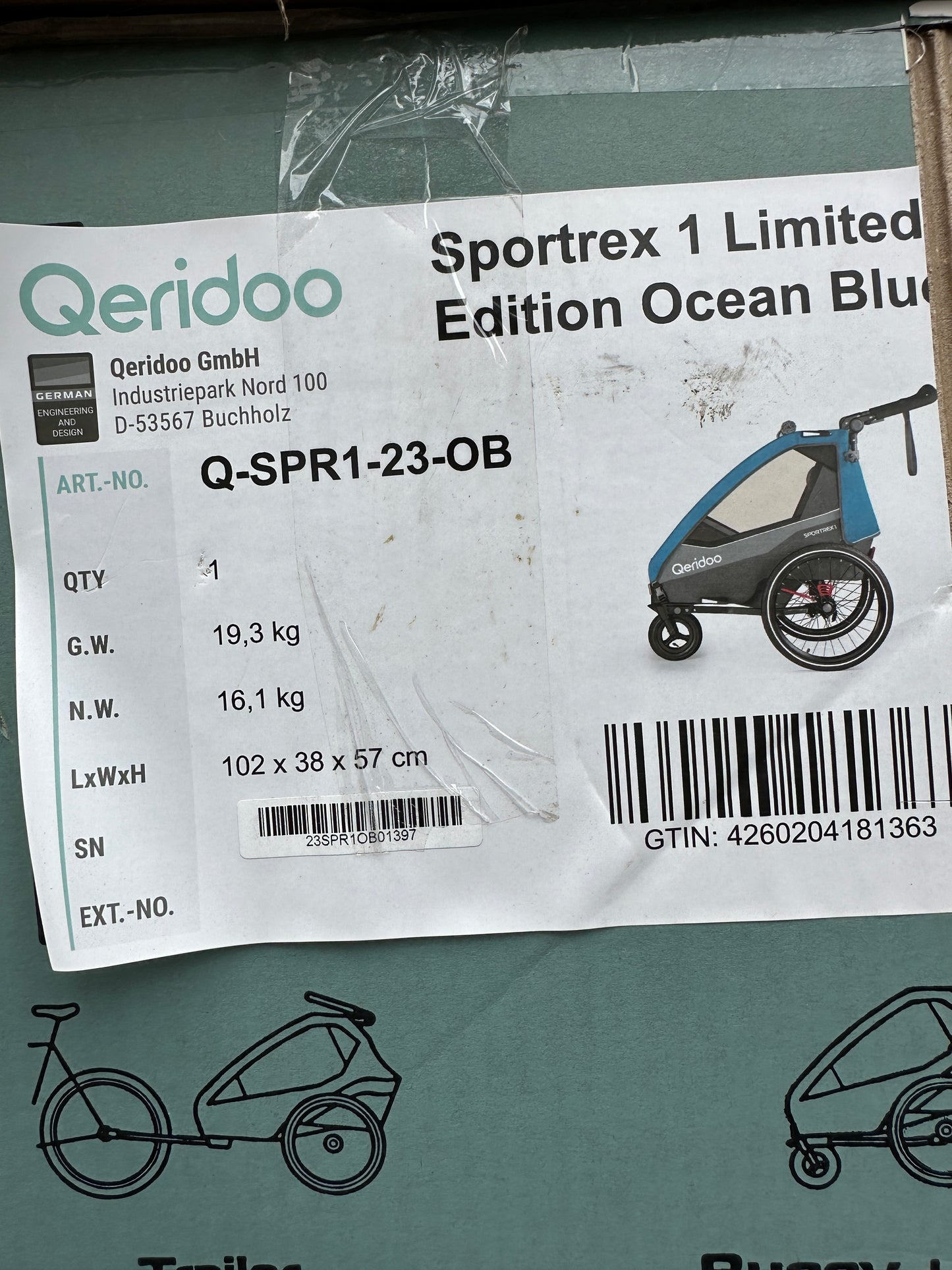 Fahrradanhänger Ocean Blue Qeridoo