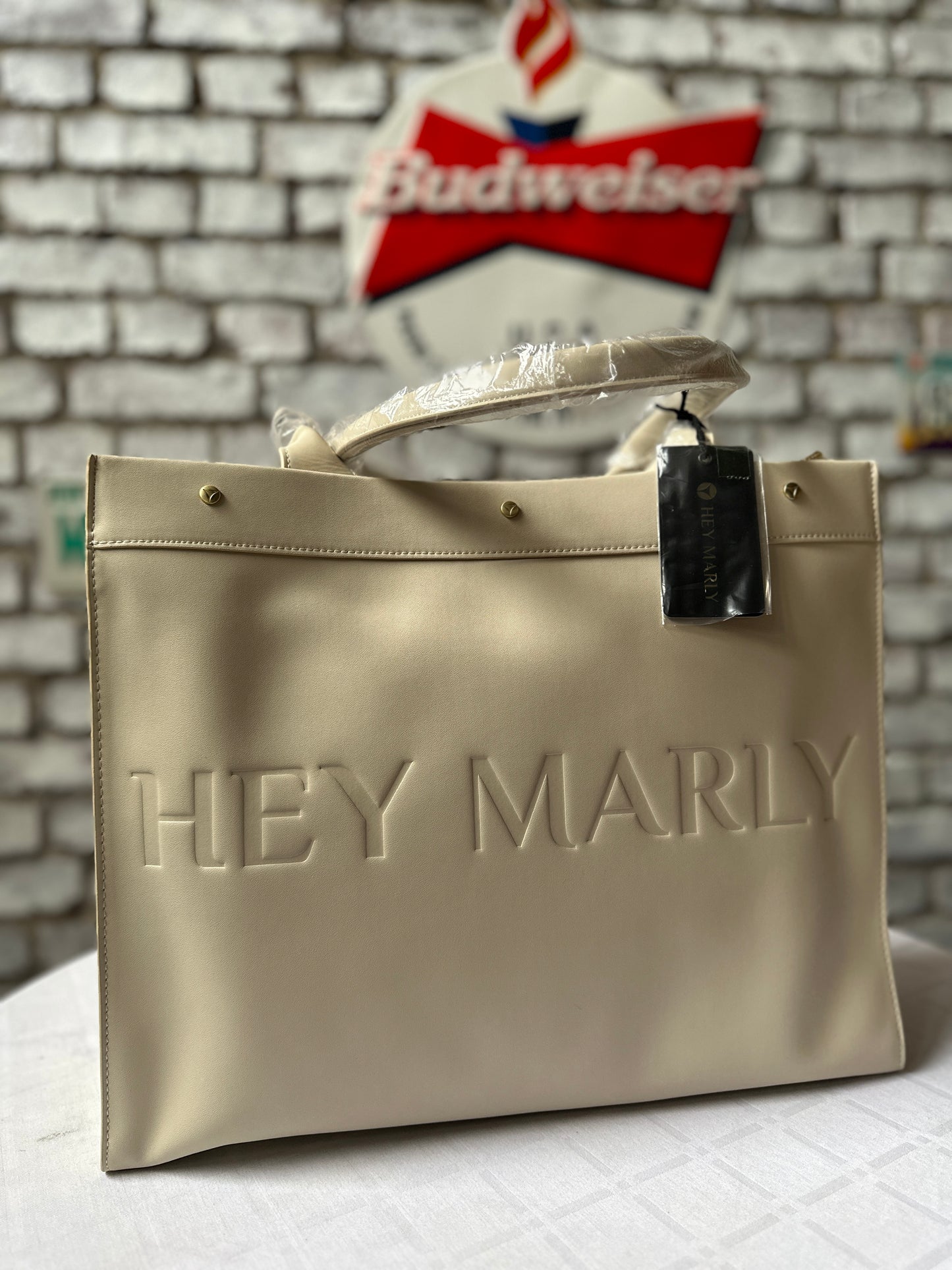 Hey Marly Leather Tote -Crema