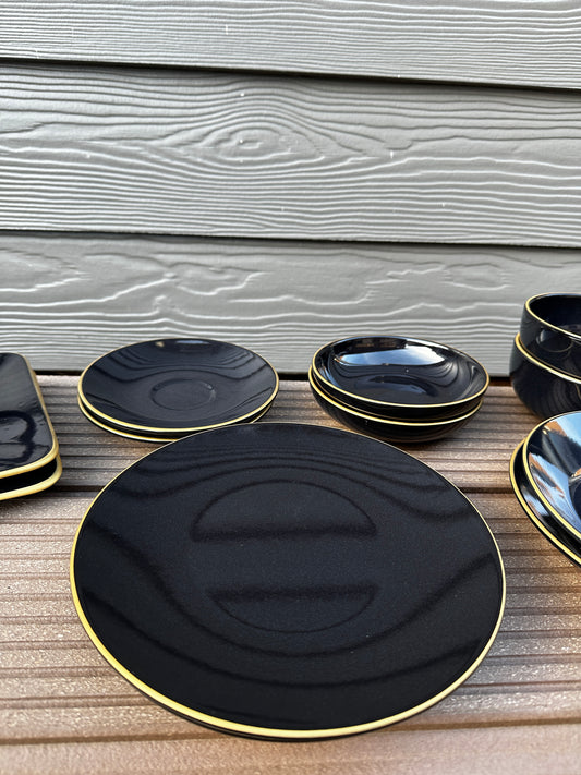 Aegea Gold Black Geschirr set 44-teilig 6 Personen / Keramika