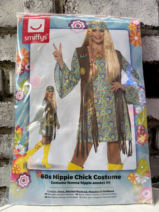 Damen 60er Jahre Hippie Chick Kostüm Kleid Smiffys