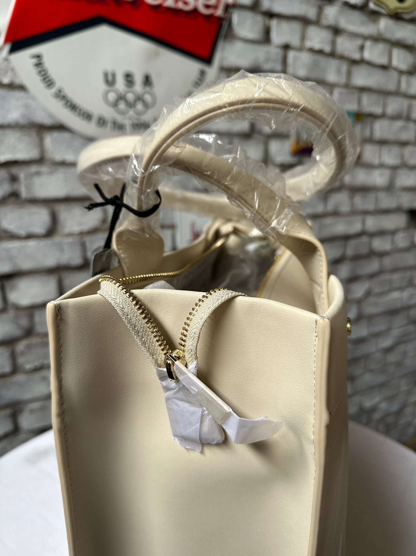 Hey Marly Leather Tote -Crema