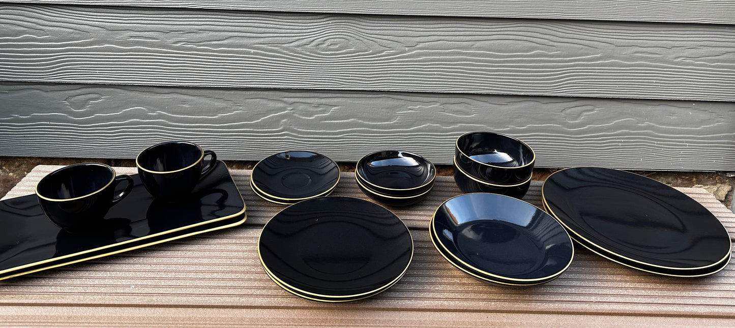 Aegea Gold Black Geschirr set 44-teilig 6 Personen / Keramika