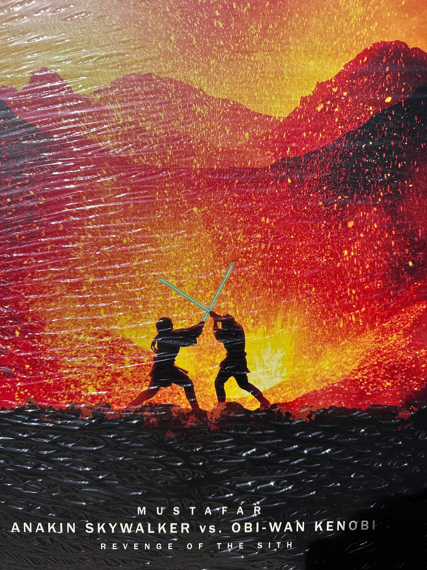 Star Wars Mustafar Anakin vs Obi-Wan Wandbild Poster auf Metall